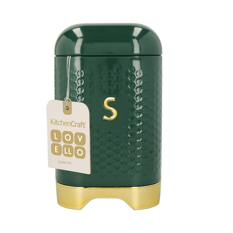 image 1 of Lovello Sugar Canister Green Textured 11x11cm
