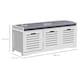 image 5 of HOMCOM Shoe Bench, Linen-look Shoe Storage Bench with 3 Drawers, Removable Seat Cushion and Slatted Doors for Hallway Entryway, White | White | White