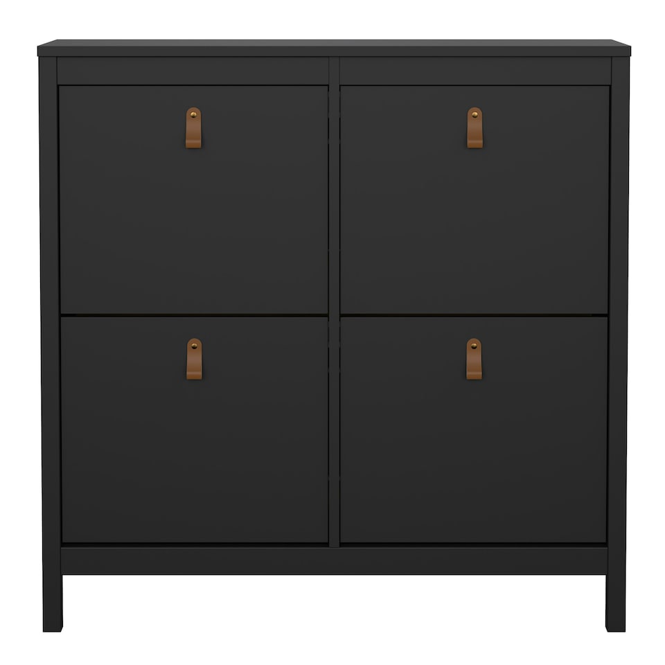 image 1 of Barcelona Shoe Cabinet 4 Flip Down Doors in Matt Black