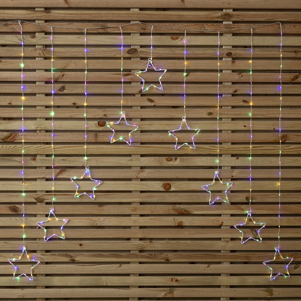 image 1 of 1.2m Multi Colour LED Star Curtain Lights Christmas Decorations