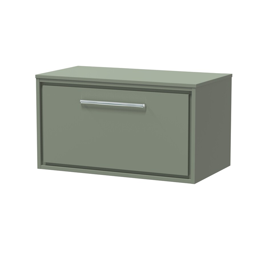 image 1 of Balterley Framed Design Wall Hung Single Drawer Vanity with Worktop | Green | Reed Green | 449 x 805 x 460mm