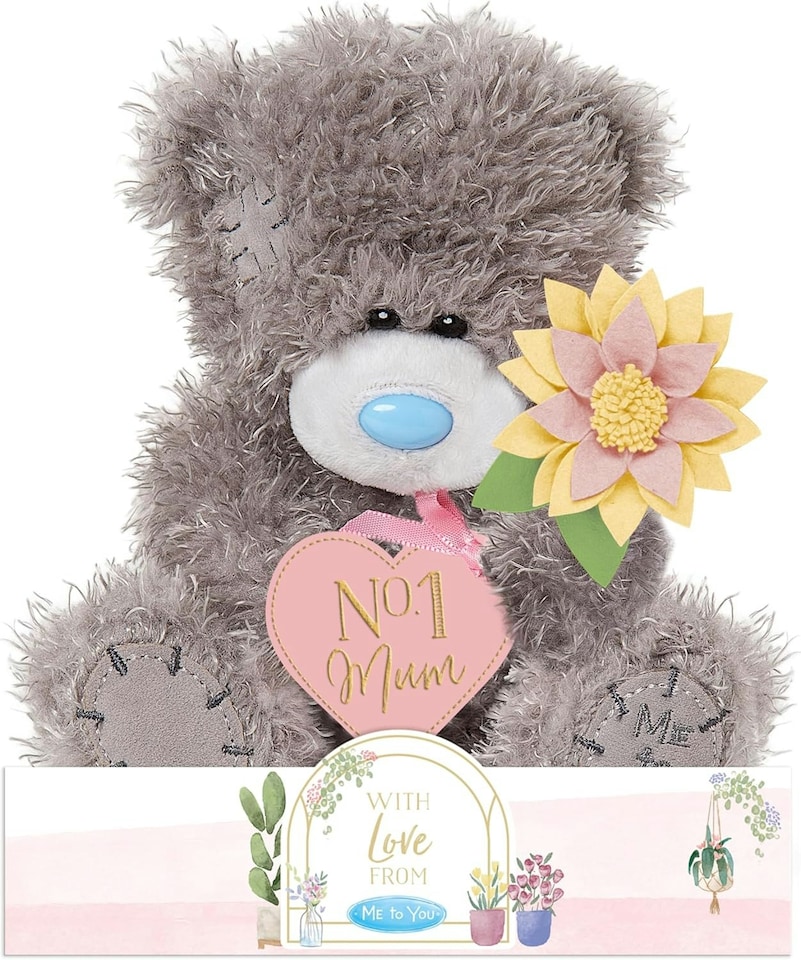 image 1 of Tatty Teddy 'No.1 Mum' Plush Bear On Gift Plinth 15cm Official Mother's Day Collection