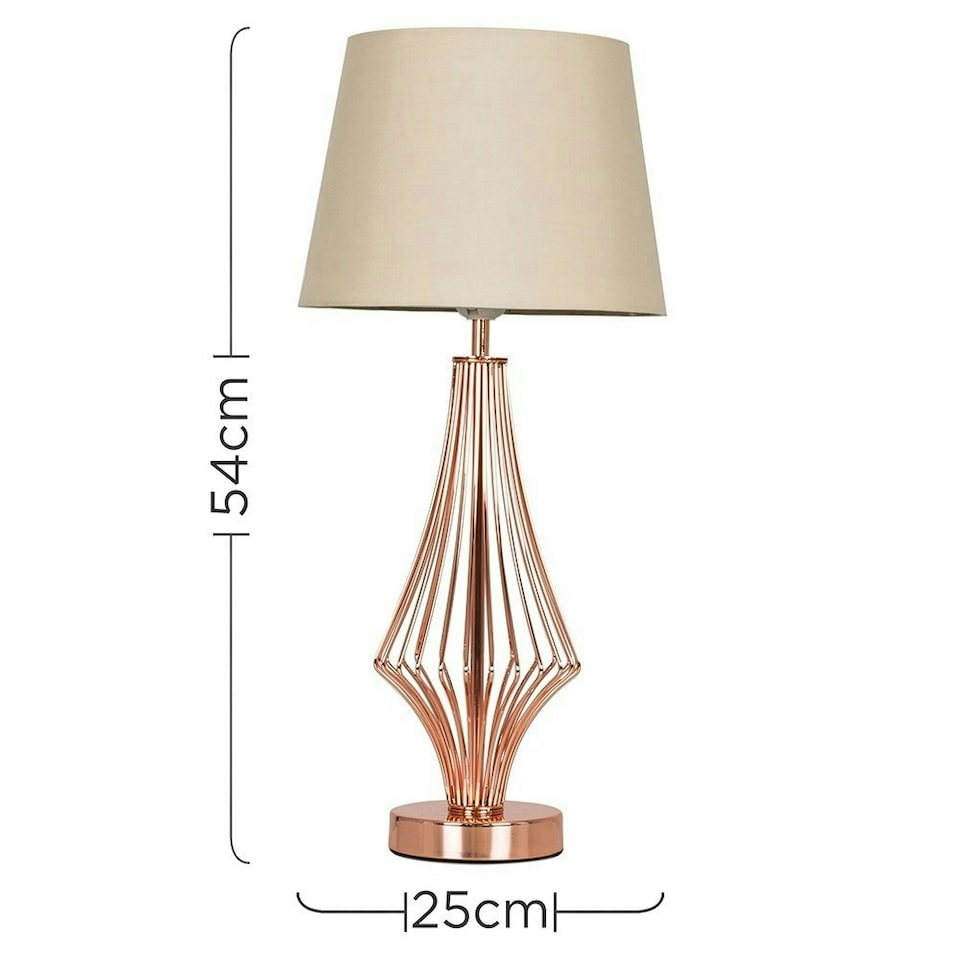 image 1 of ValueLights Jaspa Copper Table Lamp Cream Shade