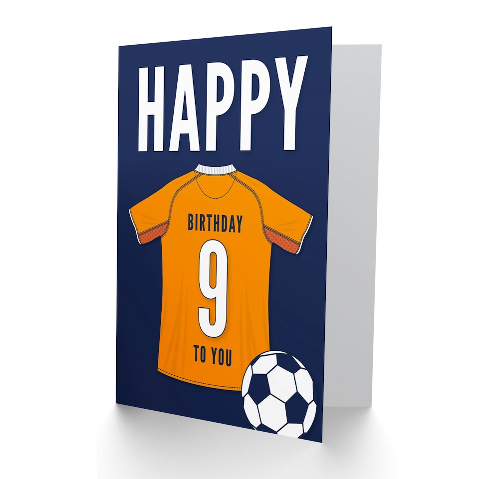 image 1 of Football Strip Kit Orange Jersey Top Age 9 Year Old Child Kids 9th Birthday Card