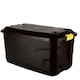 image 1 of 75L Heavy Duty Trunk on Wheels Sturdy, Lockable, Stackable and Nestable Design Storage Chest with Clips in Black