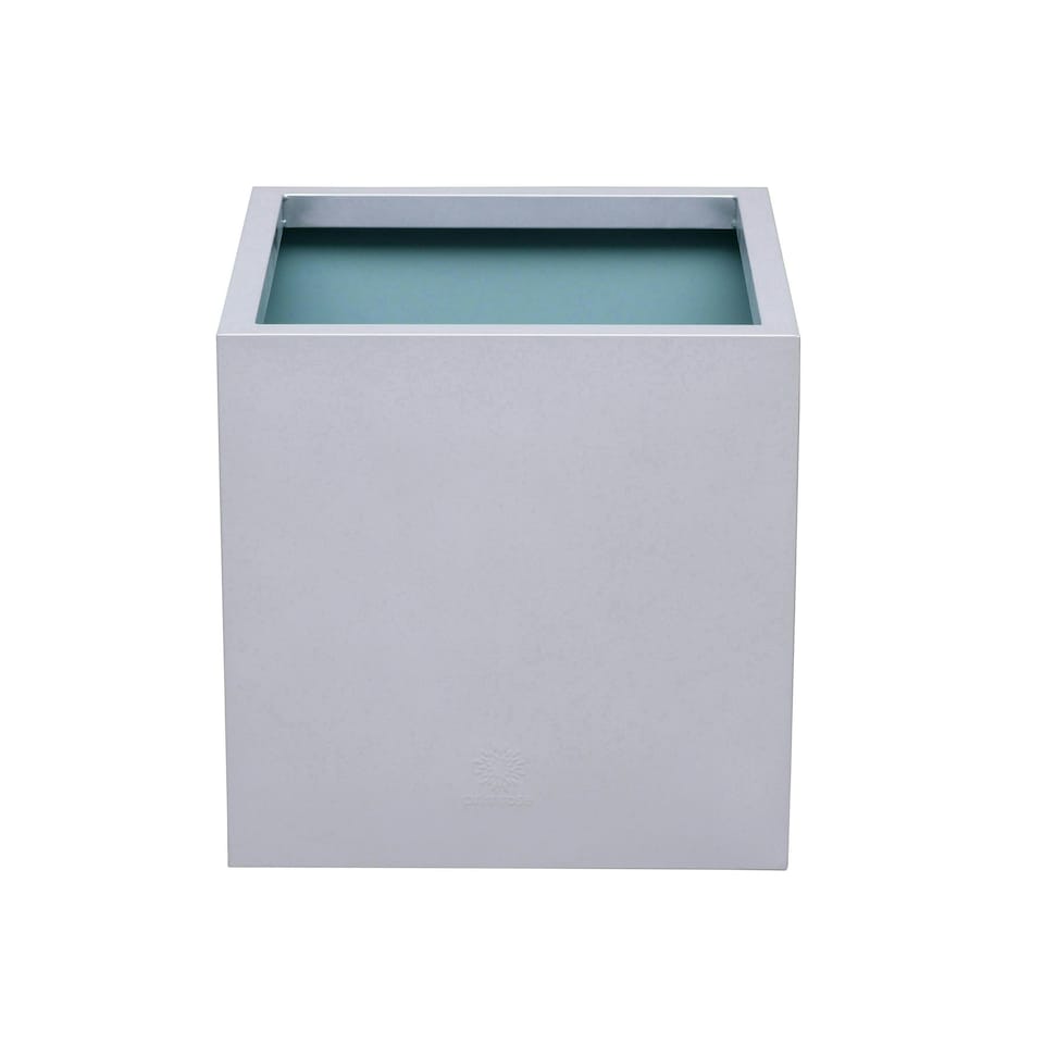 image 1 of Primrose Zinc Galvanised Silver Cube Planter Pot 40cm