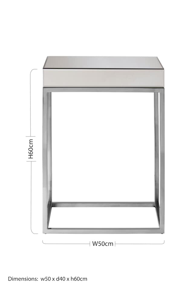image 1 of Interiors By Premier Mirrored Top Side Table, Stylish Side Table By Couch For Livingroom, Sleek Small Lounge Table For Tea | Silver