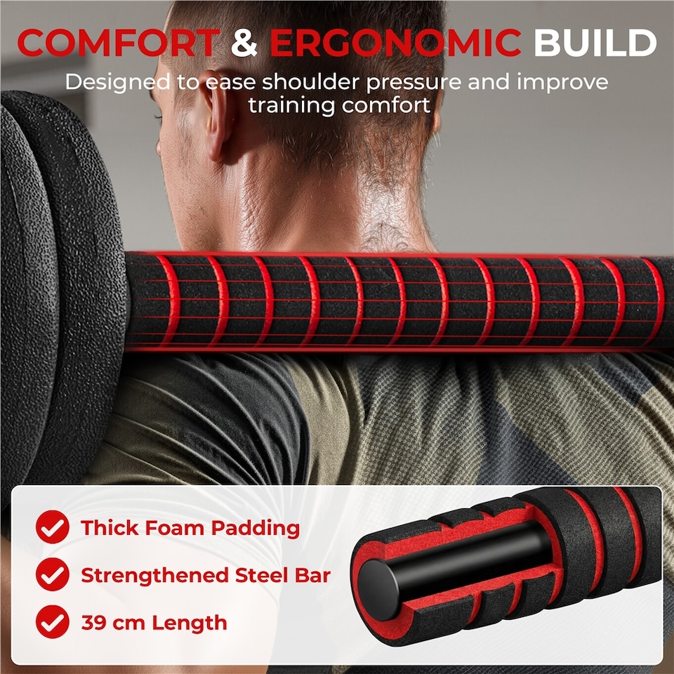 image 1 of Yaheetech Adjustable Dumbbell and Barbell Set,  20 kg Free Weights with 12 Weight Plates-Black