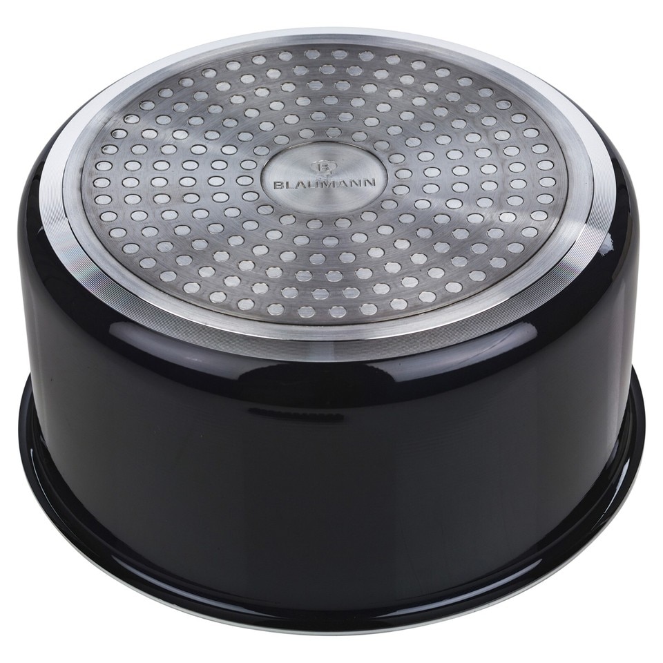 image 1 of Aluminium Induction Stackable Space Saving Pots Frying Pan Set Detachable Handle | Black | Aquamarine - 4 Pcs Saucepans with Lid