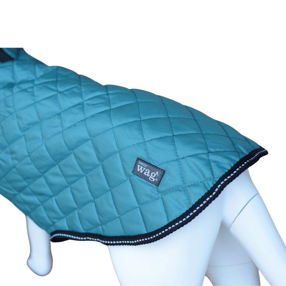 image 1 of Henry Wag Teal Quilted Dog Jacket, Let Your Dog Step Out In Style, Size Large (55cm) | Green | Teal | 1