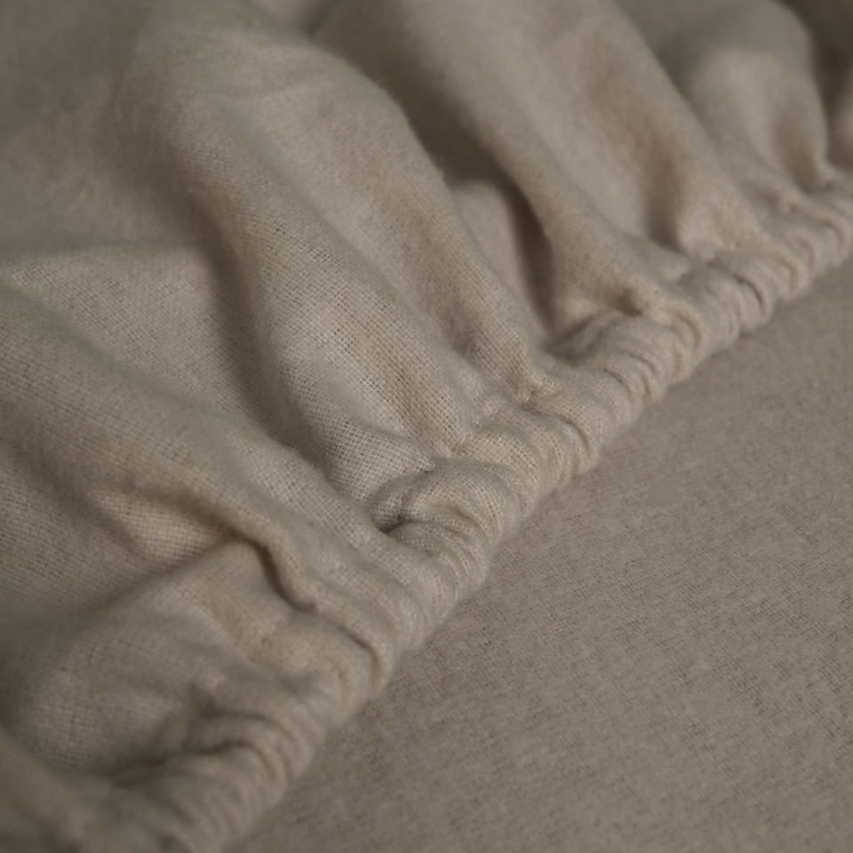 image 1 of OHS 100% Brushed Cotton Soft Cosy Warm Fleece 25cm Deep Elasticated Fitted Sheet | Brown | Natural | King