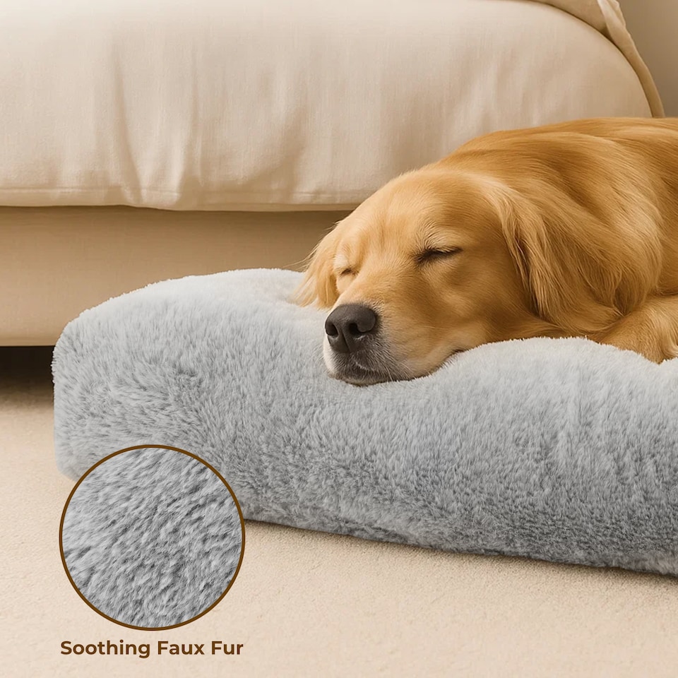 image 1 of Skylos Small Dog Crate Bed Soft Plush Cushion Washable Puppy Mattress Pad | Grey | 60 x 45cm | One Size
