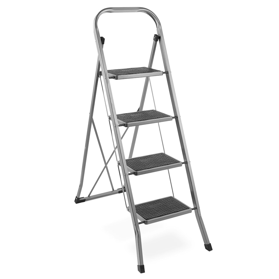 image 1 of VonHaus Steel Folding 4 Step Ladder with Anti Slip Feet