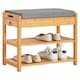 image 1 of Wooden Shoe Storage Bench With Hidden Drawer & Cushioned Seat Brown
