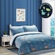 image 1 of Homes-Linen Teddy Duvet Set Dinosaur Glow In The Dark Blue Kids Boys Girls Reversible Soft Feel Fleece Duvet Cover Quilt Bedding Set with Pillowcase Blue | Single