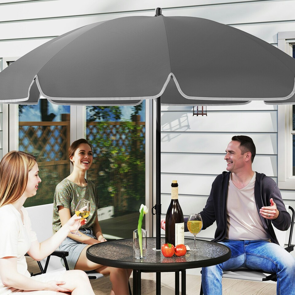 image 1 of Outsunny 6 Pieces Garden Furniture Set with Parasol, Folding Chairs, Cream