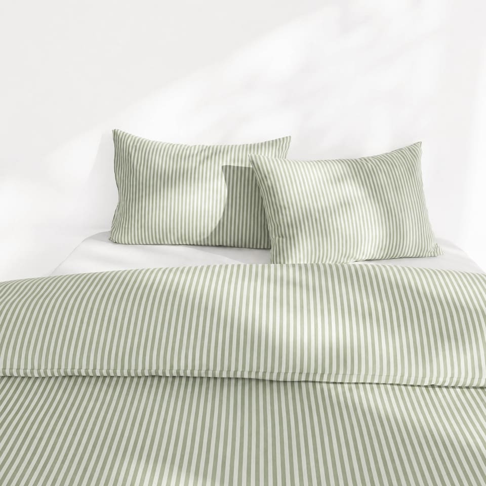 image 1 of Martex Studio Edition Green Pinstripe Duvet Cover Set - King