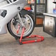image 9 of HOMCOM Motorcycle Stand Lift, 390 kg Capacity Convertible Front/Rear Motorbike Motorcycle Paddock Lift Stand with Adjustable U+L Fork Pin Adaptors, Wheels, Clamping Clips, Red