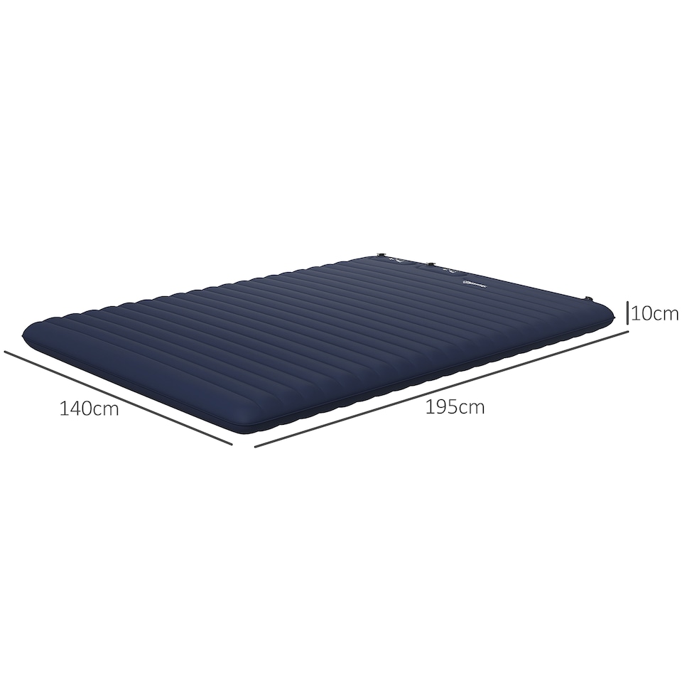 image 1 of Outsunny Double Air Bed Inflatable Mattress, 195 x 140 x 10cm, Blue