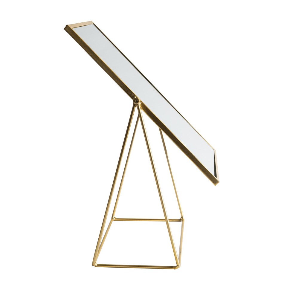 image 1 of Harbour Housewares 32 x 50cm Rectangle Makeup Mirror - Gold - Dressing Table Mirror Bathroom Mirror Vanity Mirror Tabletop Mirror | Gold | Gold | 50 x 32 x 16.5 CM | 1