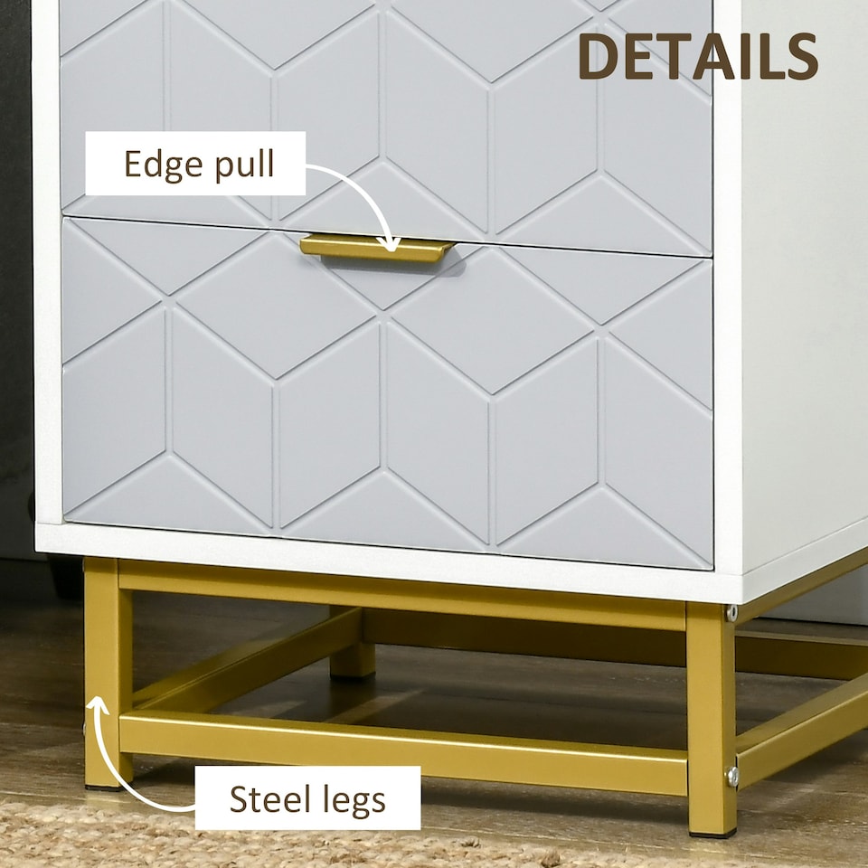 image 1 of HOMCOM Bedside Table, Sofa Side Table W/ 2 Drawers Living Room, Bedroom