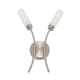 image 4 of ValueLights Maya Brushed Chrome 2 Way Curved Upright Reed Shaded Wall Light with LED Bulbs