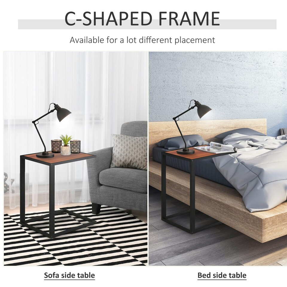 image 1 of HOMCOM C-Shape Side End Table w/ Steel Frame Wide Base for Living Room