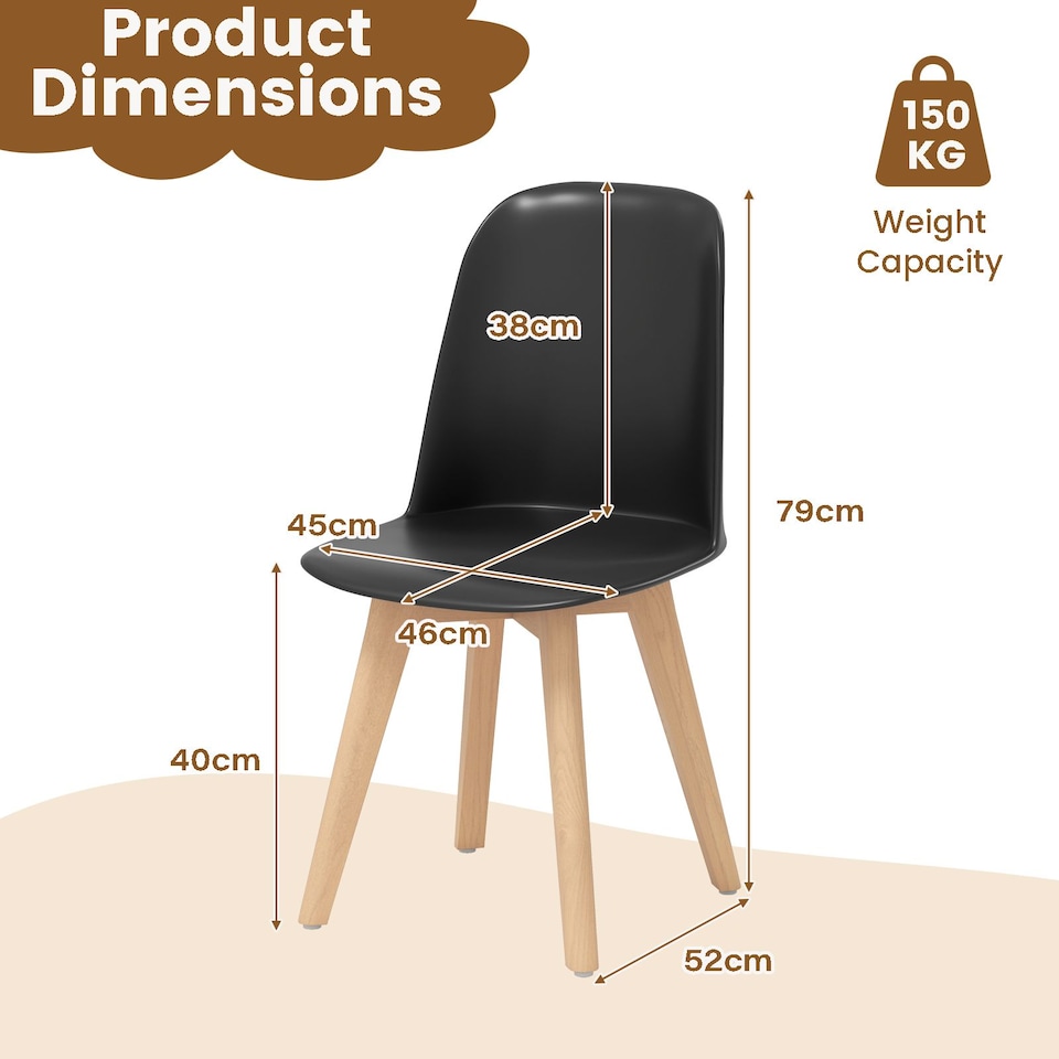 image 1 of COSTWAY Modern Dining Chairs Set of 2 Armless Kitchen Chairs-Black