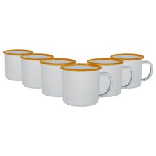 Argon Tableware White Enamel Espresso Cups - 130ml - Yellow - Pack of 6 | Yellow | Yellow