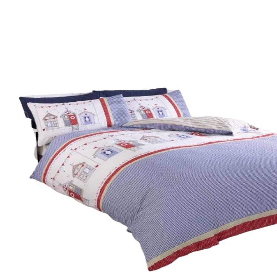 image 1 of Beach Hut Polycotton Duvet Set with Pillowcase Multi | Double