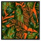 image 2 of Green tropical leaves on orange (Picutre Frame) White | XS