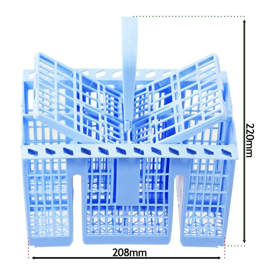 image 1 of SPARES2GO Cutlery Basket Cage for Hisense Dishwasher (Blue, 220 x 208 x 160mm)