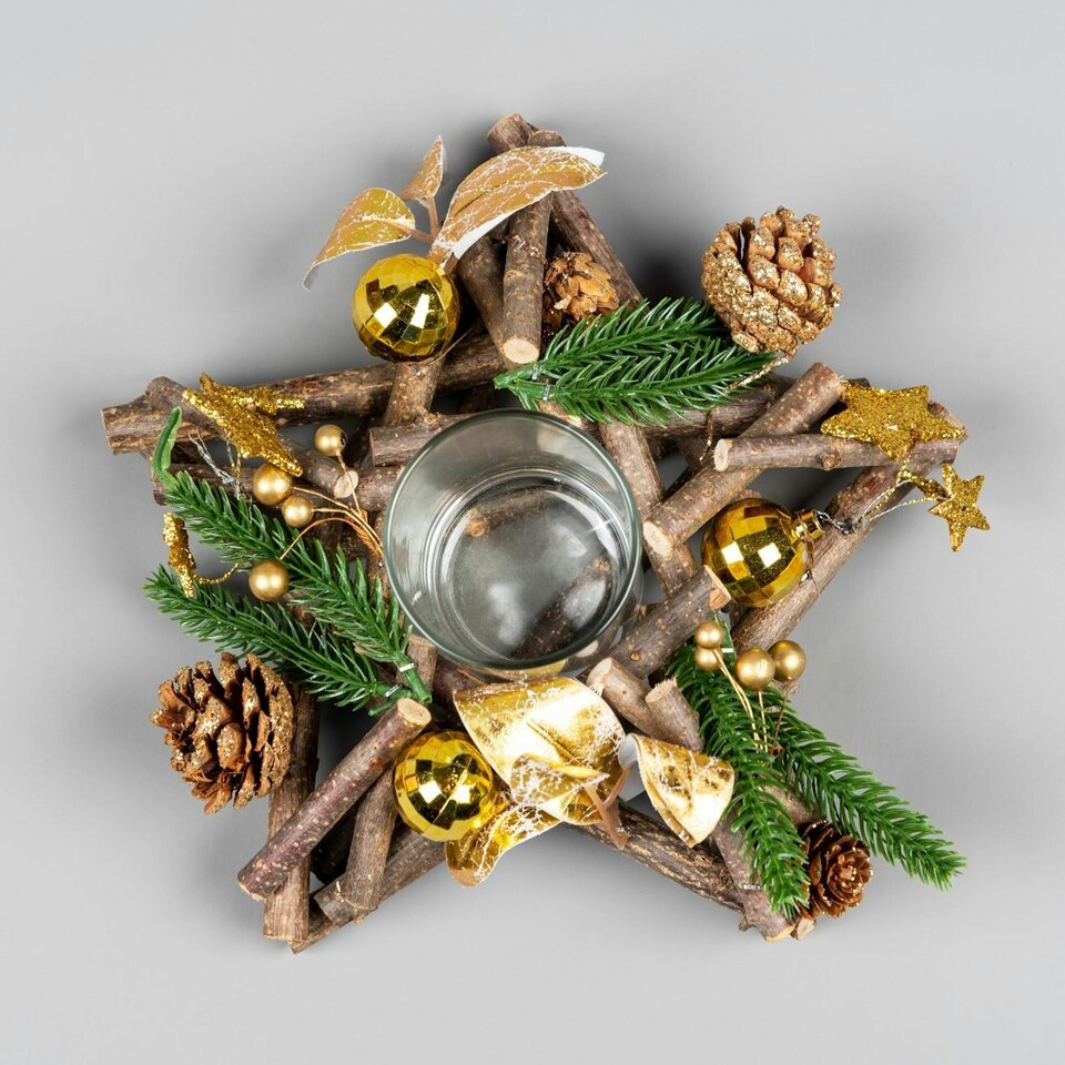 image 1 of 22cm Gold Twig Star Candle Holder