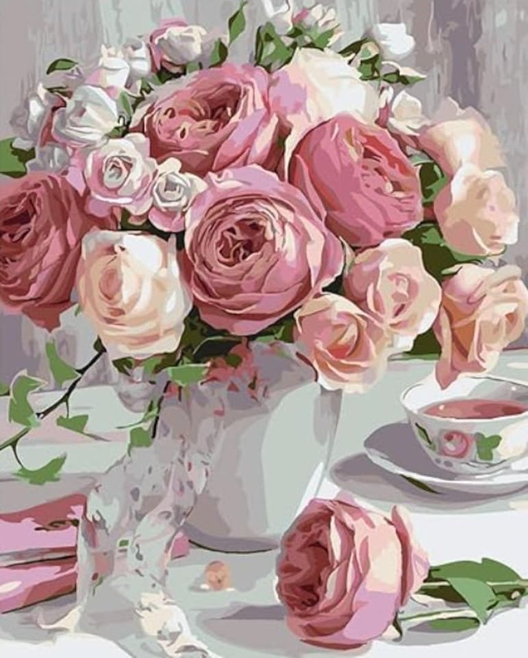 image 1 of Roses with Teacup Diamond Painting Kit