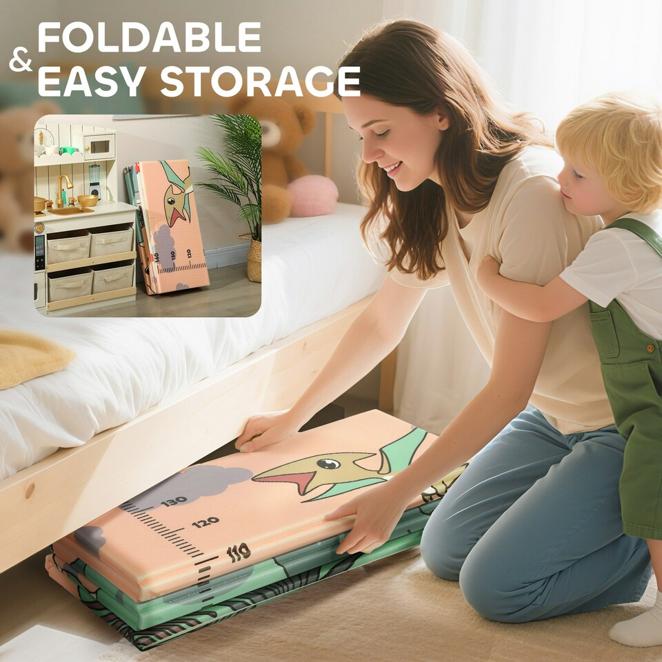 image 1 of AIYAPLAY Baby Play Mat, Double Sided Crawling Mat, Dinosaur Theme