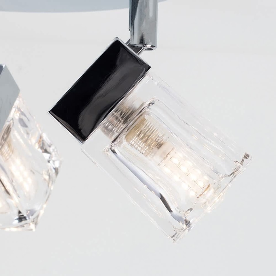 image 1 of ValueLights ValueLights Ritz Ice Cube Chrome IP44 Bathroom 3 Way Flush Ceiling Light & Bulbs | Chrome