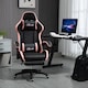 image 2 of Vinsetto Computer Gaming Chair, PU Leather Office Desk Chair with Footrest, Swivel Wheels, 135  Reclining Back, Lumbar Support, Headrest for Home, Black and Pink | Black | Black