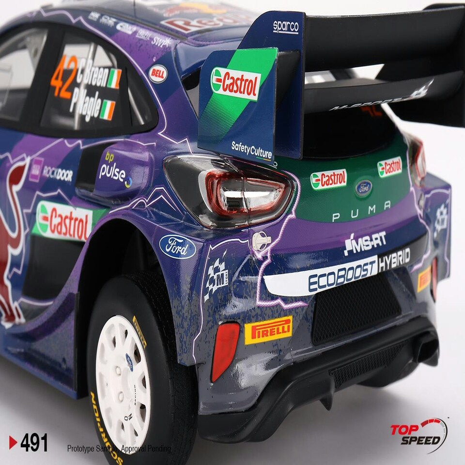 image 1 of Ford Puma Rally1 No.42 M-Sport Ford WRT 2022 Rally Italia Sardegna 2nd Place 1:18 Scale TSM TS0491