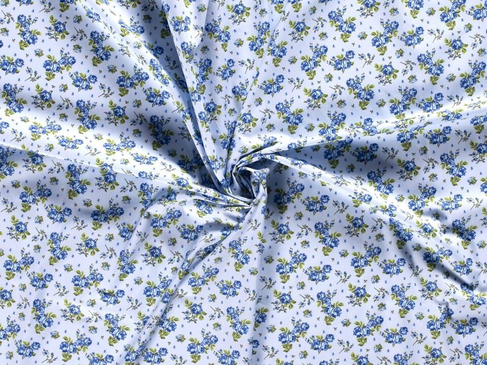 Blue 100% Cotton Poplin Fabric for Dressmaking, Quilting, 150cm / 59" Wide - per metre