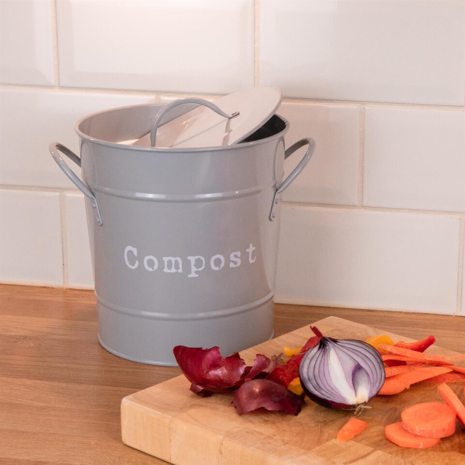 image 1 of Harbour Housewares Vintage Metal Kitchen Compost Bin - Grey | Grey | Grey | One Size