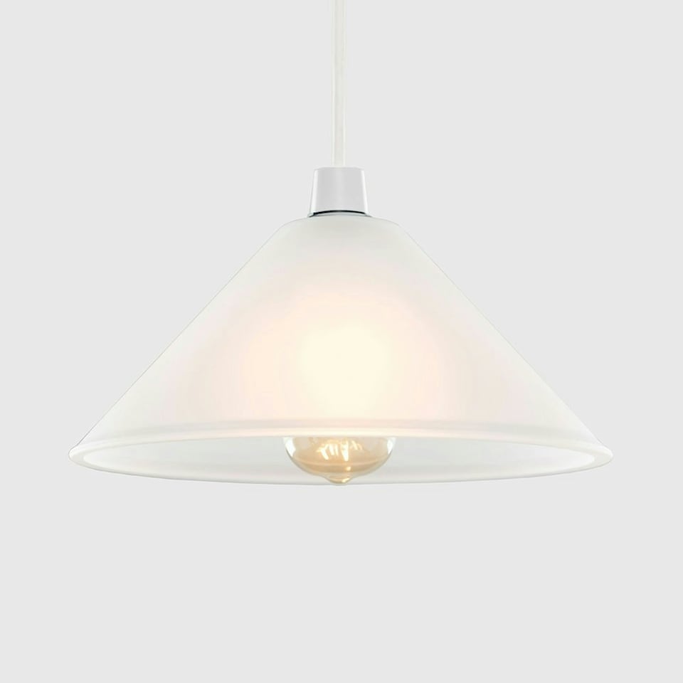 image 1 of ValueLights Pair of - Frosted White Tapered Ceiling Pendant Shades - Bulbs Included