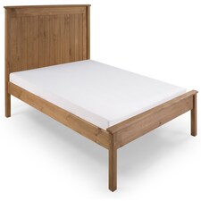 5ft King Size Waxed Pine,Wood,Wooden Low Foot End,Solid Panel Bed Frame.Shaker Style | Clear | Pine | King
