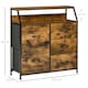 image 5 of HOMCOM Bedroom Chest of Drawers, Industrial 5 Fabric Drawer Dresser with Open Shelf for Living Room, Rustic Brown