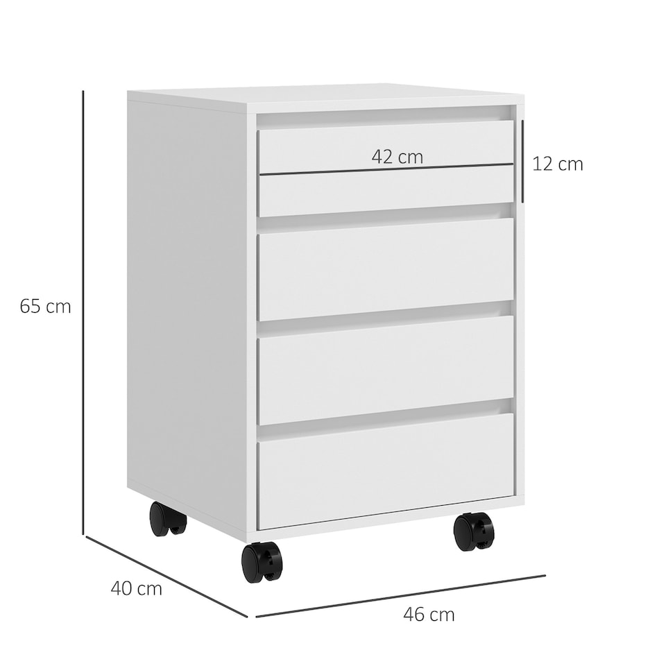 image 1 of HOMCOM Mobile Vertical Filing Cabinet with 4 Drawers for Home Office, White White