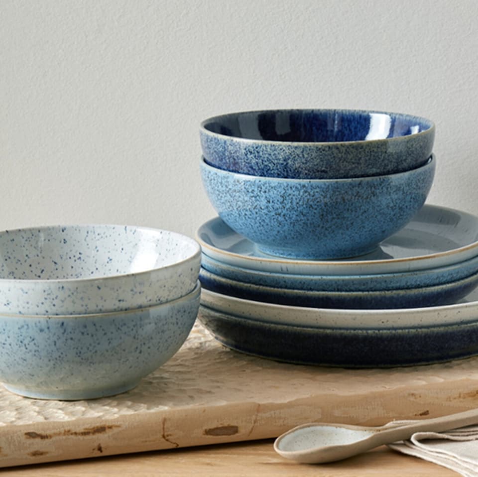 image 1 of Dinner Set: 12 Piece Denby Studio Blue Dinner Set, Stoneware