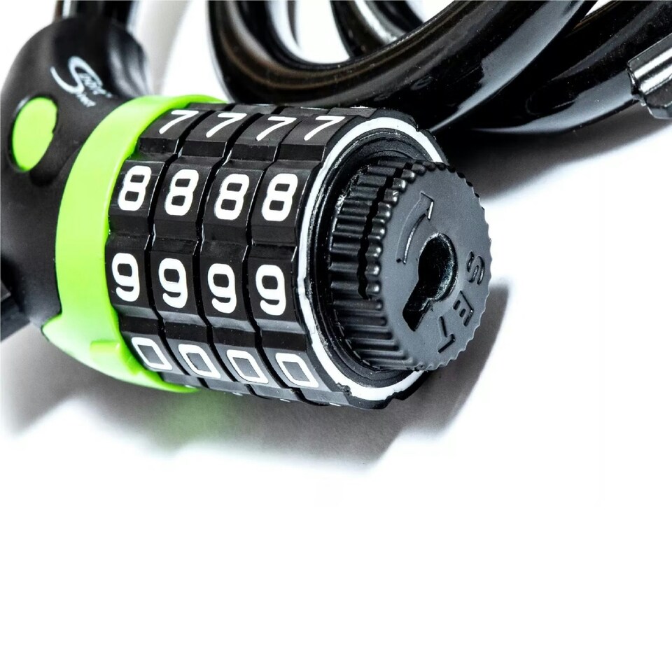 image 1 of Sport Direct 12mm x 85cm Bicycle Bike Waterproof Combination Lock With Bracket Black
