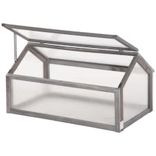 Outsunny Wooden Cold Frame Greenhouse Garden Polycarbonate Grow House, Grey