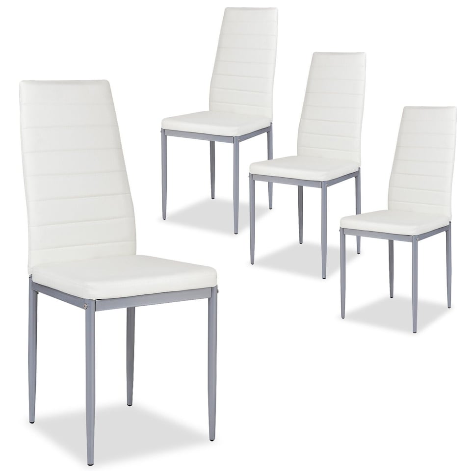 COSTWAY Set of 4 Dining Chairs Padded Seat High Back White