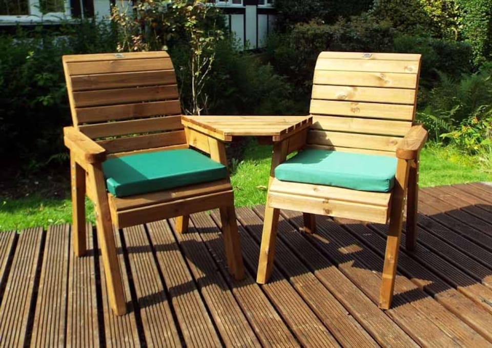 image 1 of Twin Companion Set Angled with Cushions - W180 x D90 x H98 - Fully Assembled - Green
