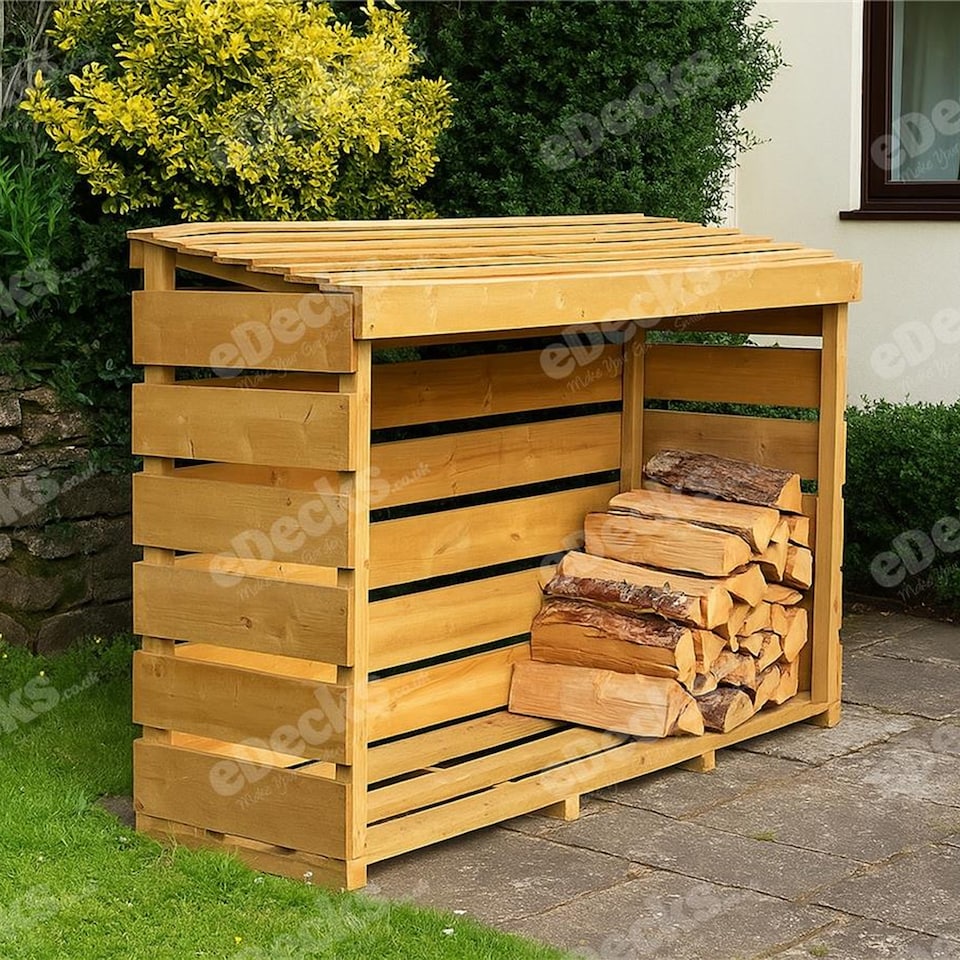 image 1 of eDecks Firewood Log Store for Garden, Pressure Treated Timber - 1800 x 600mm
